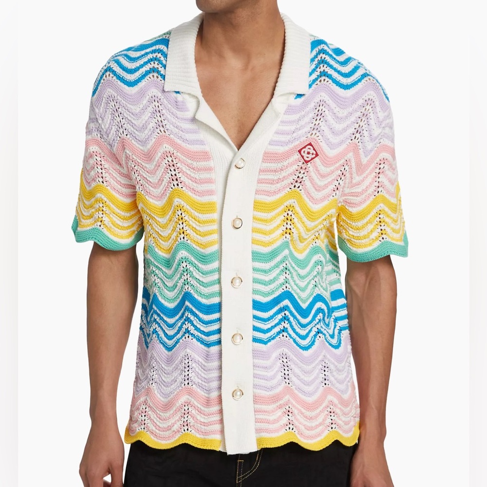 Casablanca Gradient Wave Cotton Camp Shirt